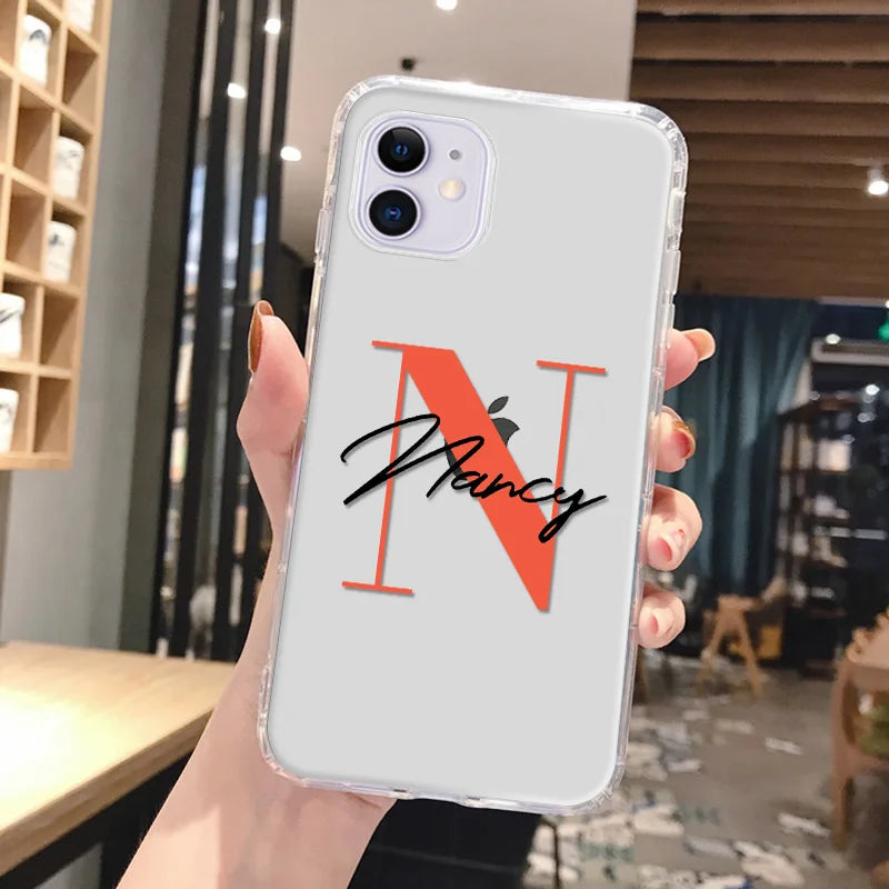 Personalized Custom Name Phone Case For iPhone 13 12 11 14 15 16 pro 16 14 15 Plus Xs MAX XR 12 13 Mini Clear Cover Capa Fundas - Caseverse