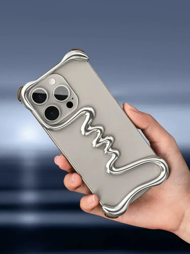 iPhone Phone Case Metal 3D Hollow Case For iPhone16 ProMax 14 15 Pro 16Plus  Aluminum Alloy Track Shell Air Bag Shockproof Cover