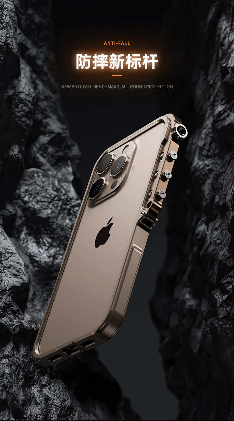 New Mechanical Aluminum Alloy Frame Phone Case For iPhone 16 15 Pro Max Metal Bumper Shell for Iphone 16Promax Shockproof Cover