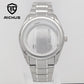 RICHUS NH35 Watch case 40mm silver watch case sapphire glass with strap Fit NH34 NH35 NH36 Movement