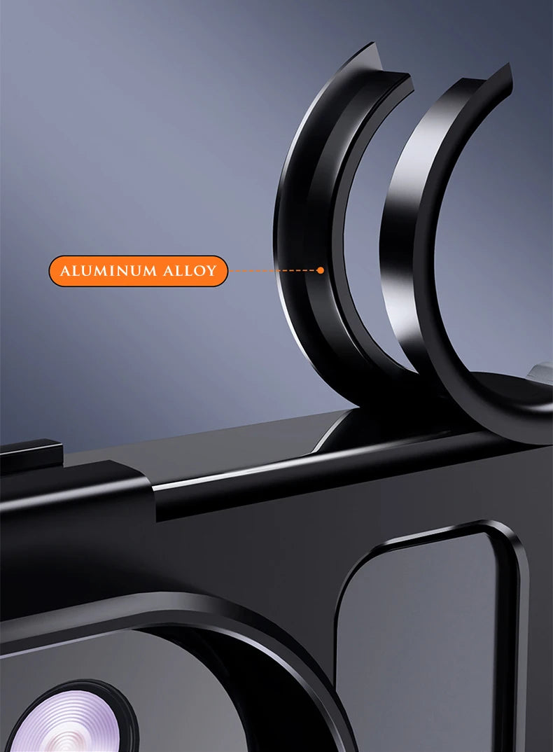 Aluminum Alloy Magnetic Stand Rimless Phone Case For iPhone 13 14 15 Pro Max 15Plus Metal Lens Shell  Frosted Matte Back Cover - Caseverse