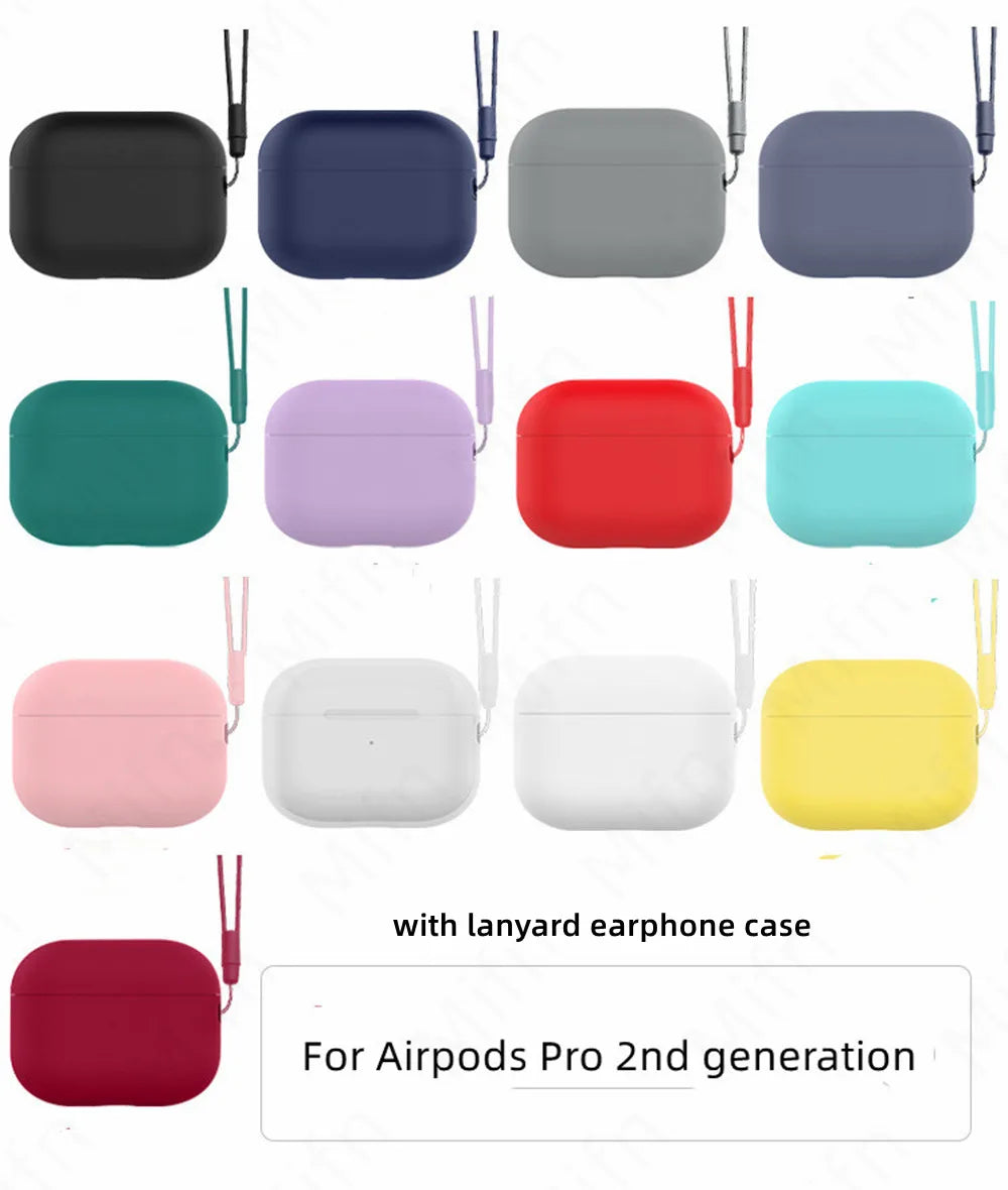 For AirPods Pro 2 2022 Earphone Case with Lanyard Anti-lost Cover [Front LED Visible]  for AirPods Pro 2 Silicone Case