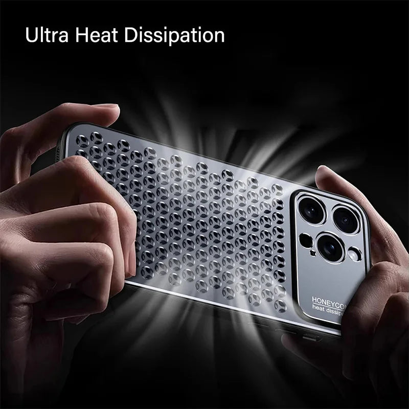 Aluminum Alloy Phone Case For iPhone 16 Pro Max 15 14 13 Metal Breathable Back Cover