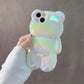 Stylish laser luxury cute 3D Bear shockproof phone case for iPhone 11 14 12 13 14 15 Pro Max Soft silicon anti-drop bumper cover - Caseverse