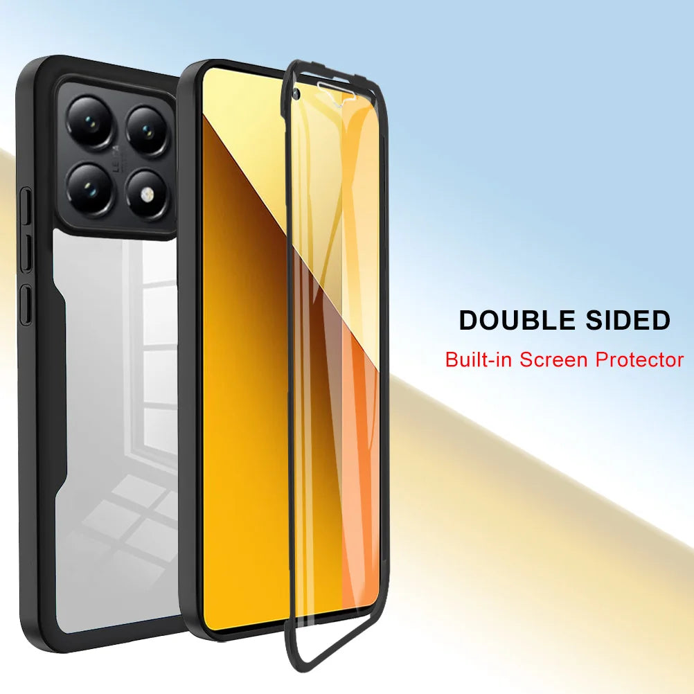 Case For Xiaomi Mi 14T Pro M 14 T P 13T 13 Redmi 14C 13C Mi14T 360 Shockproof Built in Screen Protector Plastic TPU Clear Cover - Caseverse