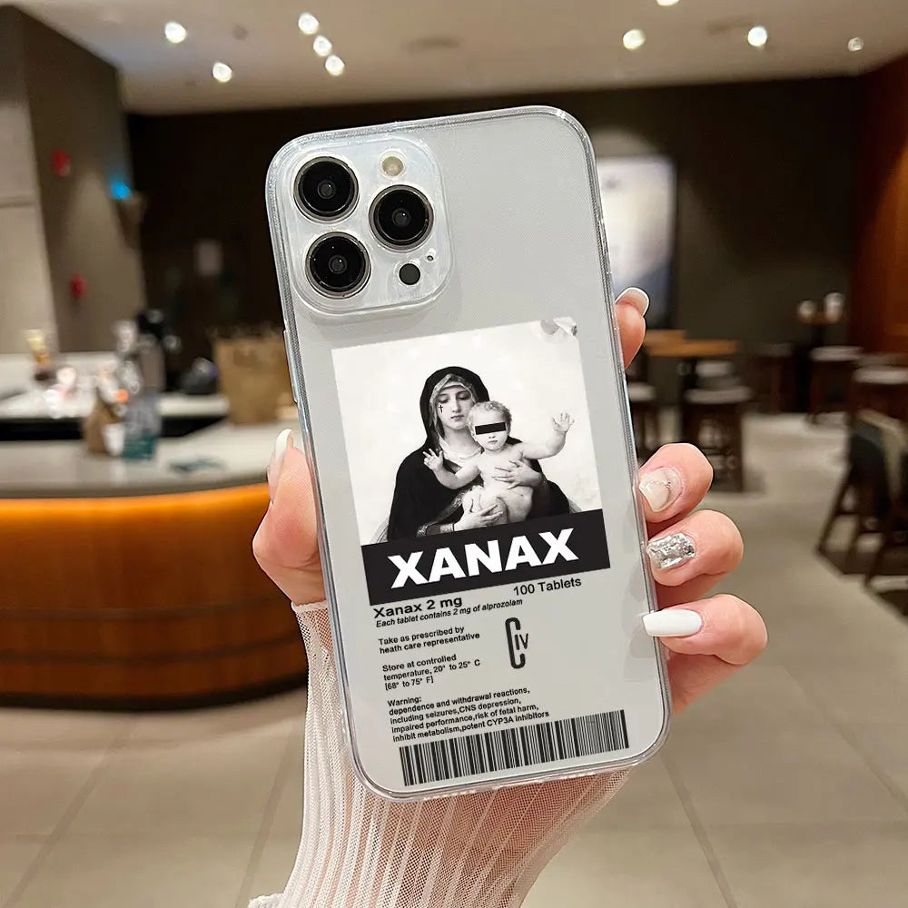 XANAX Chill Pill Phone Case For iPhone 15 14 13 12 11 Mini Pro Max X XR XSMax 6S 6 7 8 Plus SE20 Transparent Cover - Caseverse