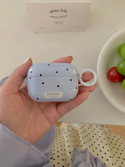 The Blue Polka Dot + Ring Is Suitable for Apple for Airpodspro2 Case/For Airpodspro Case/For Airpods4 Case/For Airpods3 Case/For Airpods2 Case/Fashion Earphone Case/Simple Earphone Case