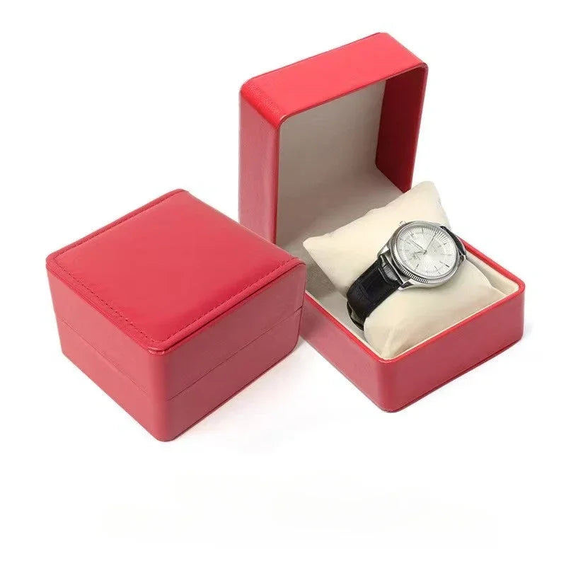 Oval Black Brown Green Single Pillow PU Leather Wristwatch Display Watch Case Organizer for Men Clamshell PU Leather Watch Case