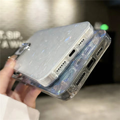 Luxury Bling Glitter Dream Shell Marble Pattern Phone Case For iPhone 16 15 11 12 13 14 Pro Max XR XS X 7 8 Plus Hard PC Cover