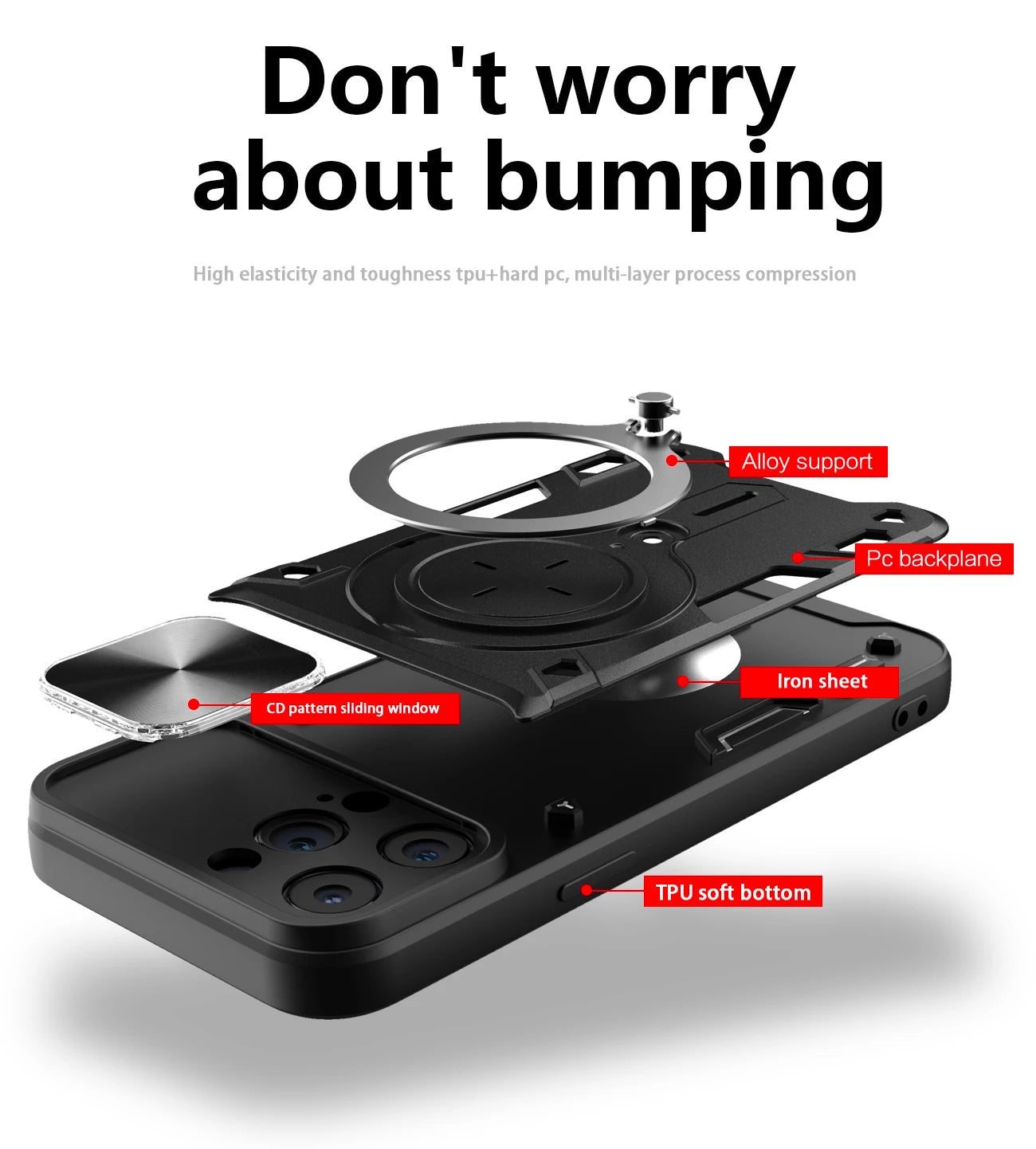 Phone Case Shell For iPhone 11 Pro Max 12 Pro Max Built in Kickstand Protective Military Grade Drop Tested Back Cover - Caseverse