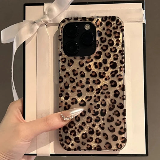 Luxury Stylish Leopard Print Phone Case For iPhone 16 15 14 Pro Max 13 12 11 XS X XR 7 8 Plus SE 2022 Shockproof Soft Back Cover