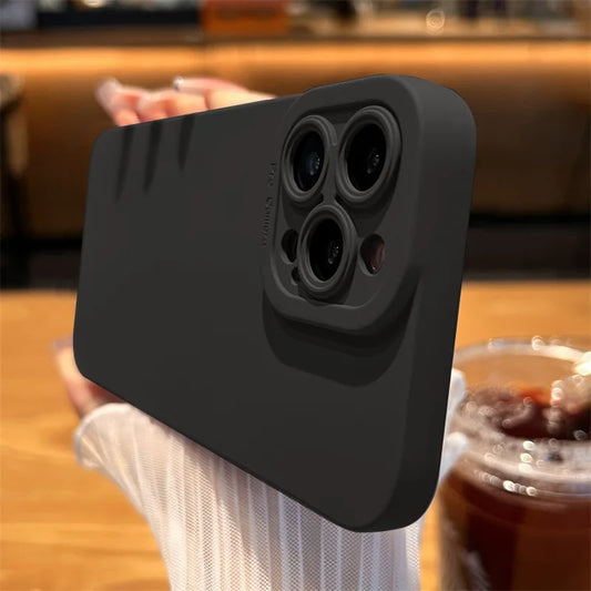 Matte Simple Soft Silicone Phone Case for iPhone 16 15 14 13 12 11 Pro Max XS XR X 7 8 Plus SE Lens Protection Shockproof Cover