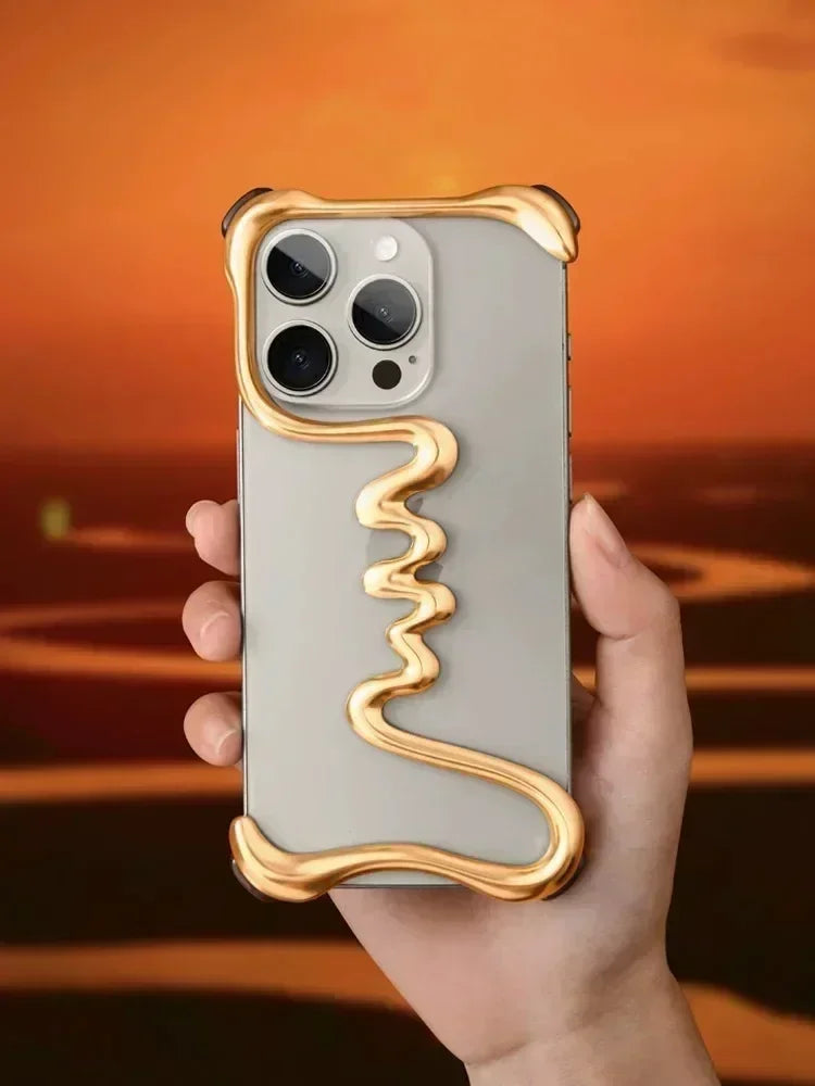 iPhone Phone Case Metal 3D Hollow Case For iPhone16 ProMax 14 15 Pro 16Plus  Aluminum Alloy Track Shell Air Bag Shockproof Cover