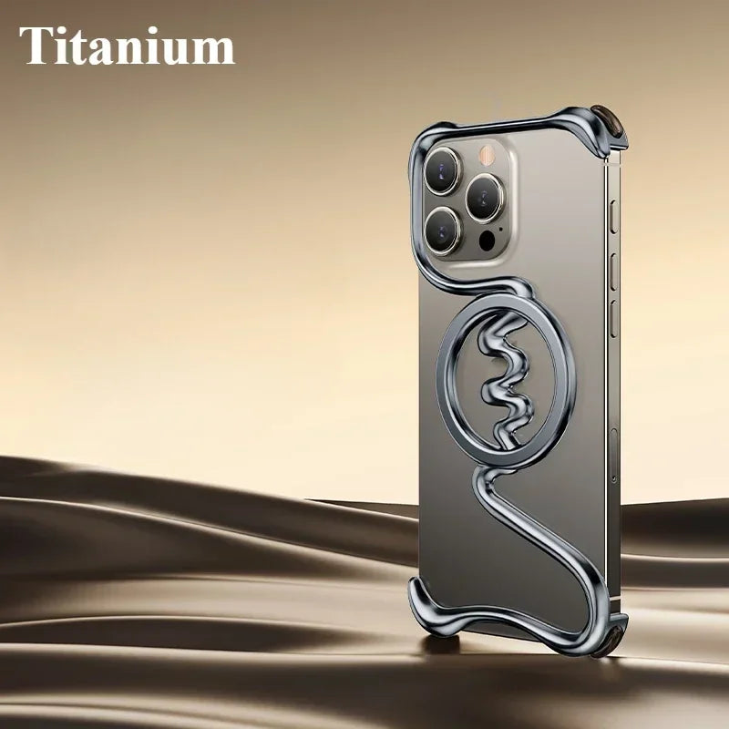 Eary Minimalist Phone Case for iPhone 16 Pro Max with Magsafe Metal Frameless Bumper Military Grade Shockproof Protector Cover