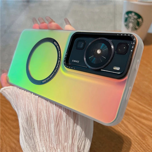 Luxury For Magsafe Magnetic Wireless Charging Case ForHuawei P50 P40 P60 Pro Clear grdient Protector Cover On Huawei P60 Pro - Caseverse