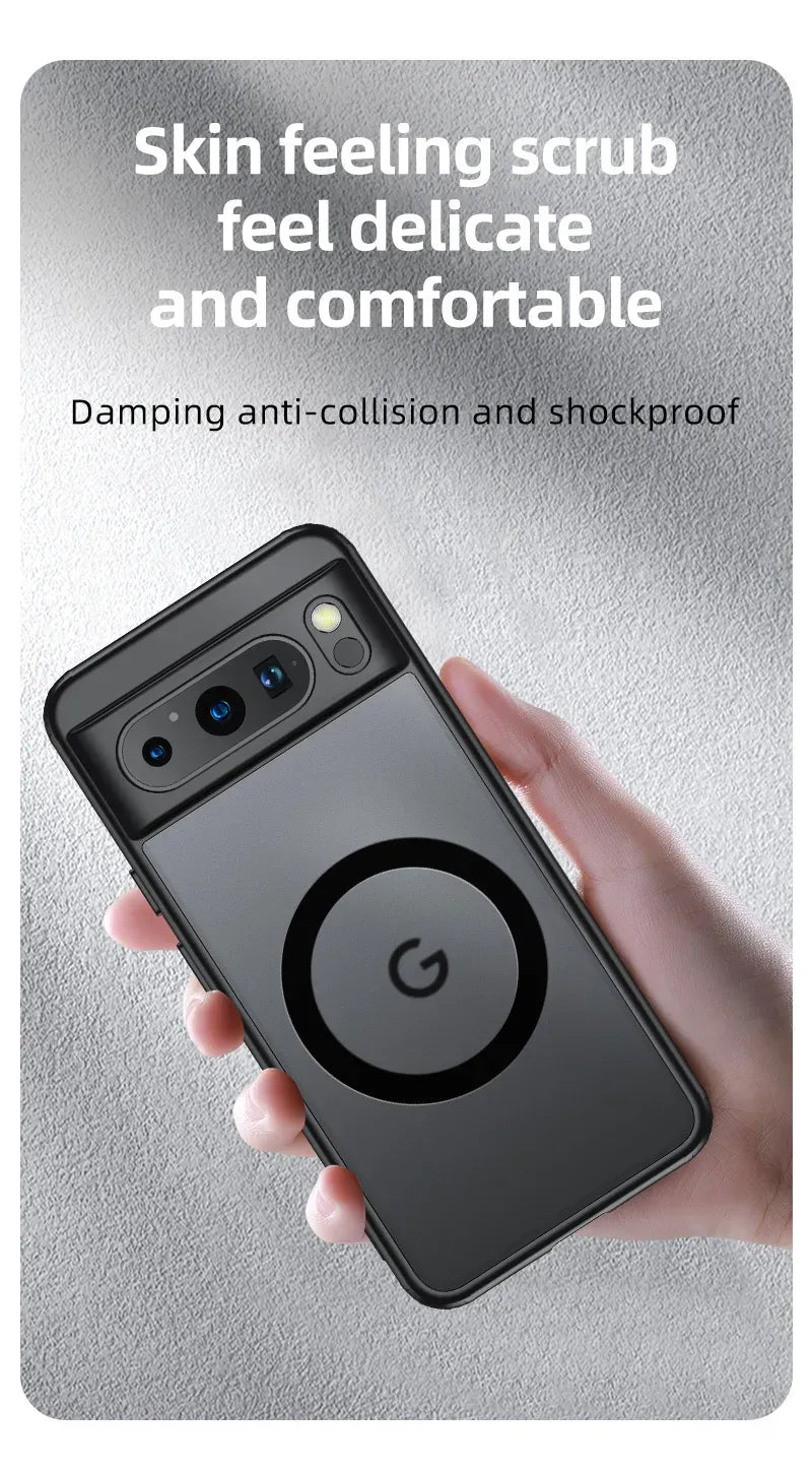 For Google Pixel 9 8 Pro XL 7 8a 7a Case Magnetic Wireless Charging Translucent Frosted Shockproof Bumper Soft Cover Accessory