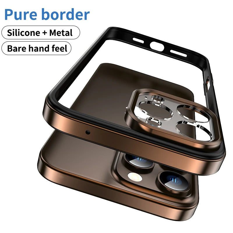 Hybrid Silicone Frame Aluminum Metal Phone Case For iPhone 16 Pro Max 16 Plus 16promax 16pro 16plus Better Heat Bumper