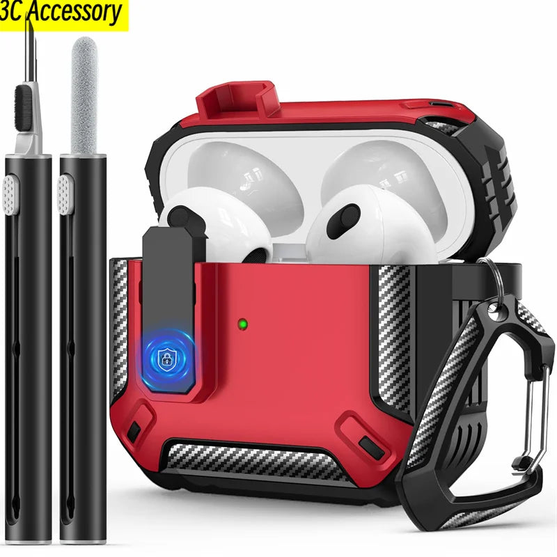 New for AirPods 3rd Gen Case Cover with Cleaner Kit Carbon fiber switch headphone case for Apple AirPods 3 2021 Charging Cases