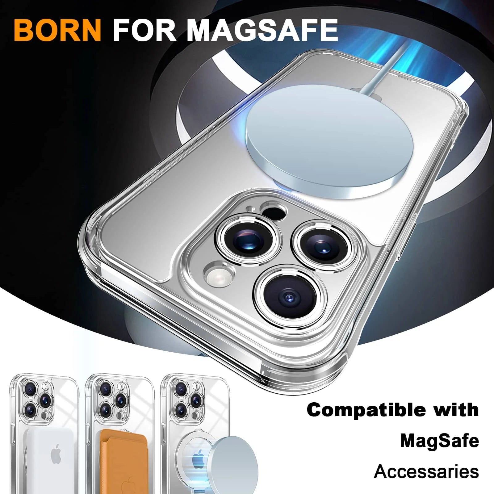 Case for iPhone 16/15/14/13 Pro Max 16 15 14 Plus, Built-in PET Screen Protector with Ring Holder Kickstand, Full Body Cover - Caseverse