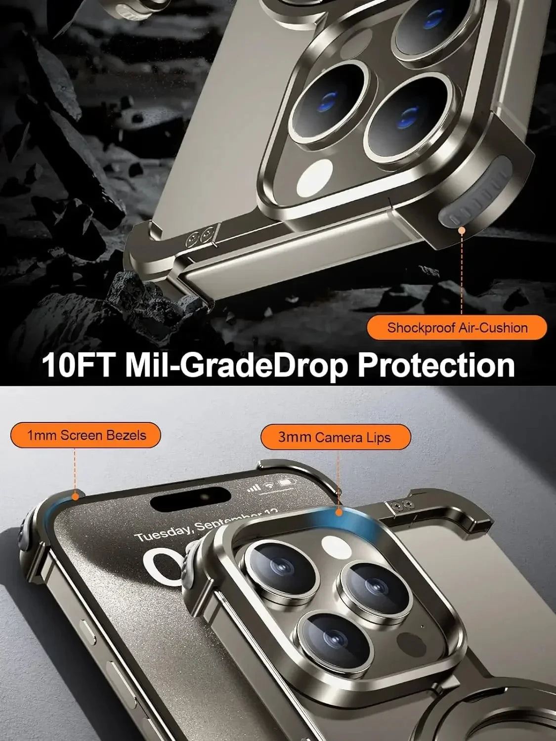 Metal Frame Magsafe Phone Case for iPhone 16 15 14 13 Pro Max Wireless Charging Aluminum Alloy Frameless Holder Shockproof Cover