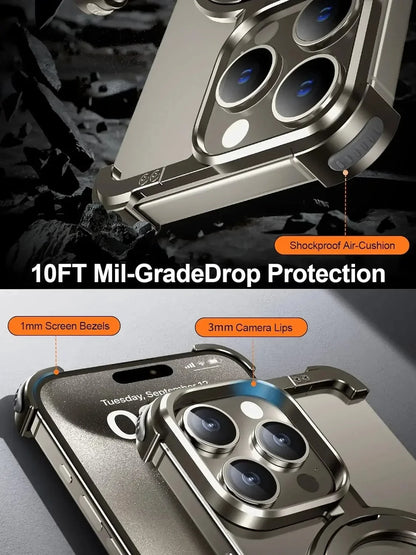 Metal Frame Magsafe Phone Case for iPhone 16 15 14 13 Pro Max Wireless Charging Aluminum Alloy Frameless Holder Shockproof Cover