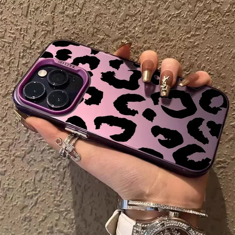 Leopard Print Electroplate Silver Phone Case for Xiaomi 14T Pro Cases Mi 13 12 11 Lite 14 13T 12T Poco M6 X5 X6 F5 F6 Pro Cover - Caseverse