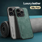 Luxury Leather Case For iPhone 15 14 13 Pro Max Cover With Metal Plate Support Car Hold For iPhone 15 14 13 Pro 11 12 case
