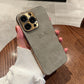 Leather Personalised Customized Name Case For Iphone 11 12 13 14 15 16 Pro Max Plating Frame Lambskin Initials Cover 16 11 15Pro - Caseverse