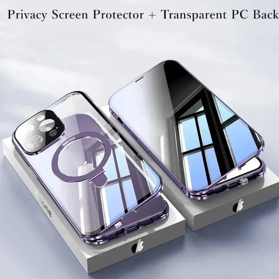 IPhone Anti-Peeping Privacy Screen Metal Bumper Magnetic Case