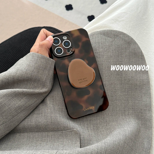 Stylish Personality Black Brown Amber Iceberg Pattern Magnetic With Holder Phone Cover Case for iPhone 16 15 14 13 12 Pro Max