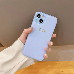 Customized Phone Case For iPhone 16 15 14 13 12 11 Pro Max Plus Personalized Name Initials Letters Luxury Leather DIY Cover 16