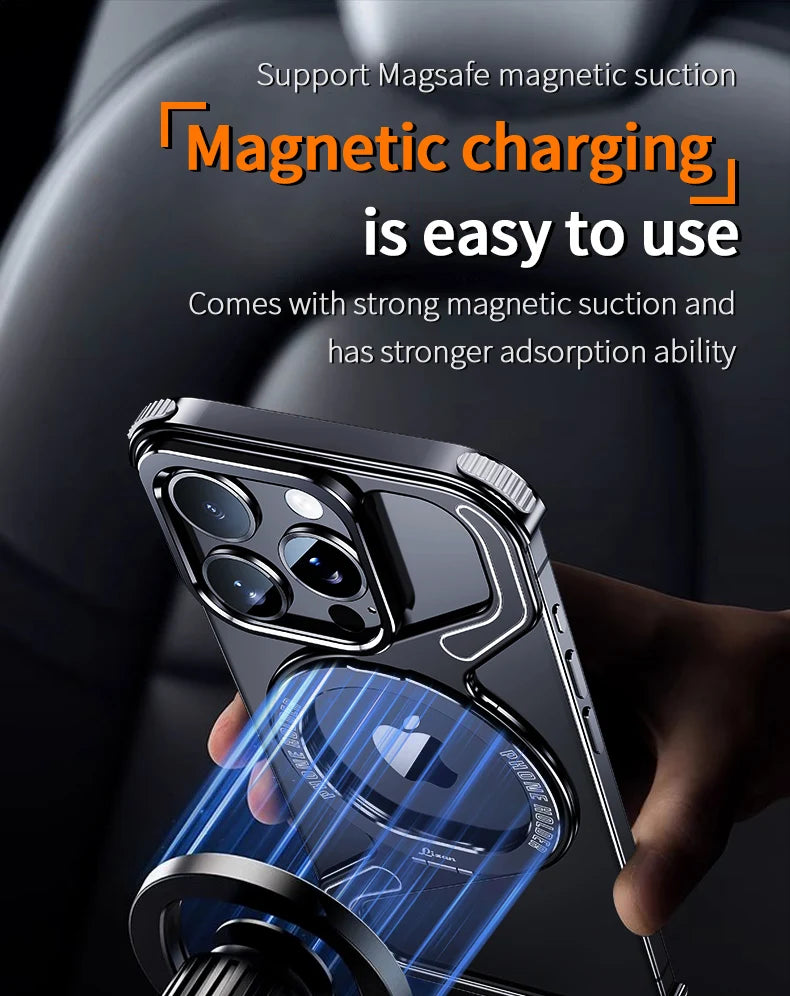 Shockproof Phone Case Z Shape Metal Frame for iPhone 16 Pro 15 14 13 Pro Max Plus Full Aluminium Alloy Magnetic Bracket Cases