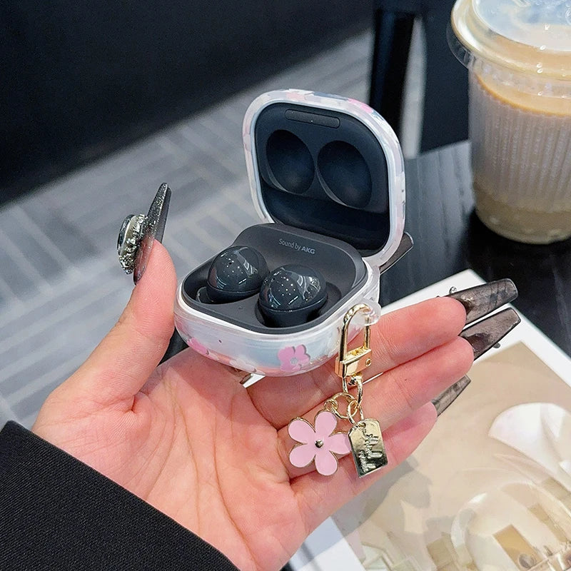 Fashion Flowers For Samsung Galaxy Buds Pro/Live/FE Soft TPU Anti-Fall Transparent Earphone Case For Galaxy Buds Pro 2 Cover