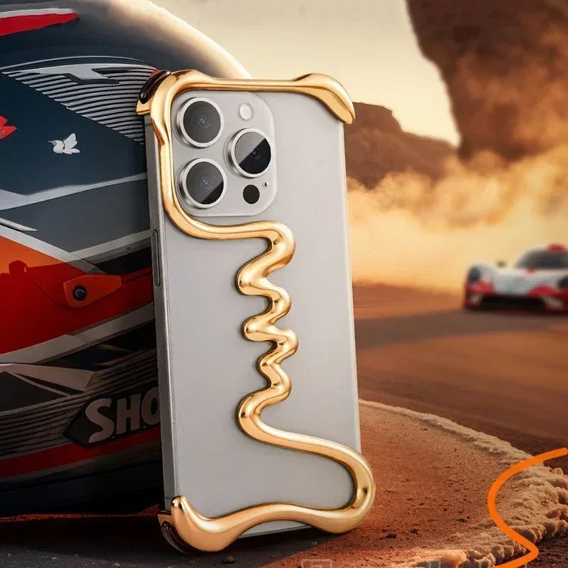 iPhone Phone Case Metal 3D Hollow Case For iPhone16 ProMax 14 15 Pro 16Plus  Aluminum Alloy Track Shell Air Bag Shockproof Cover