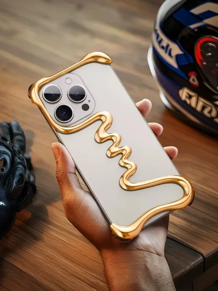 iPhone Phone Case Metal 3D Hollow Case For iPhone16 ProMax 14 15 Pro 16Plus  Aluminum Alloy Track Shell Air Bag Shockproof Cover