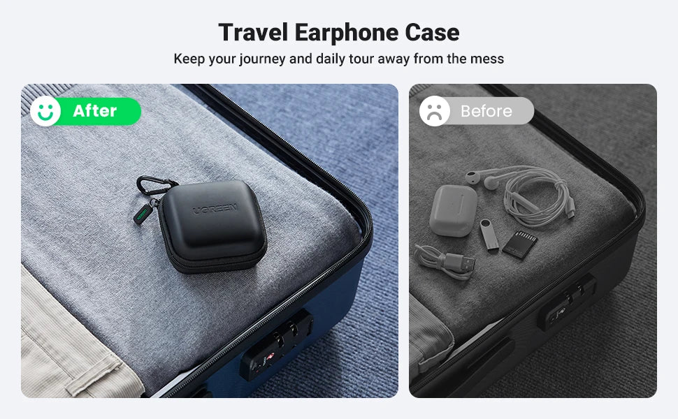 UGREEN Earphone Case Hard Headphone Bag For Airpods Earpods Sennheiser Ear Pads Wireless Bluetooth Earphone Accessories