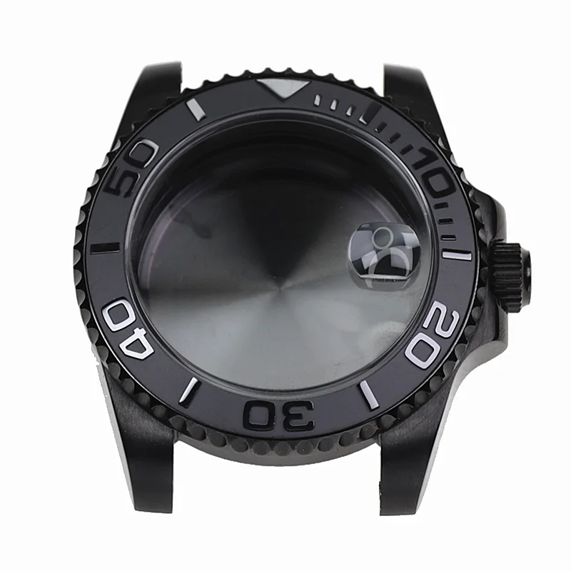 Black Yacht Design Style watch Case with Sapphire Crystal Water Resistant for NH35 Nh36 Automatic Mechanical Movement Watch Case