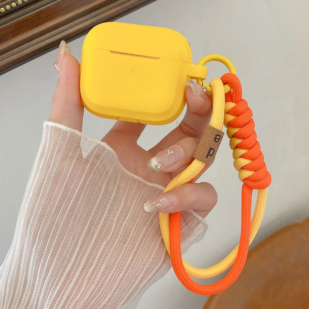 Simple Soft Silicone with Smile Hand Strap Earphone Case For Apple Airpods 4 1 2 Pro 3 Funda Wireless Bluetooth Protective Cover