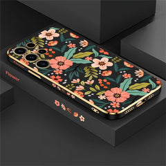 S24 Plus Luxury Plating Phone Case For Samsung Galaxy S24 Ultra S24 5G A25 A24 A15 Shockproof Flowers Pattern Back Cover Coque