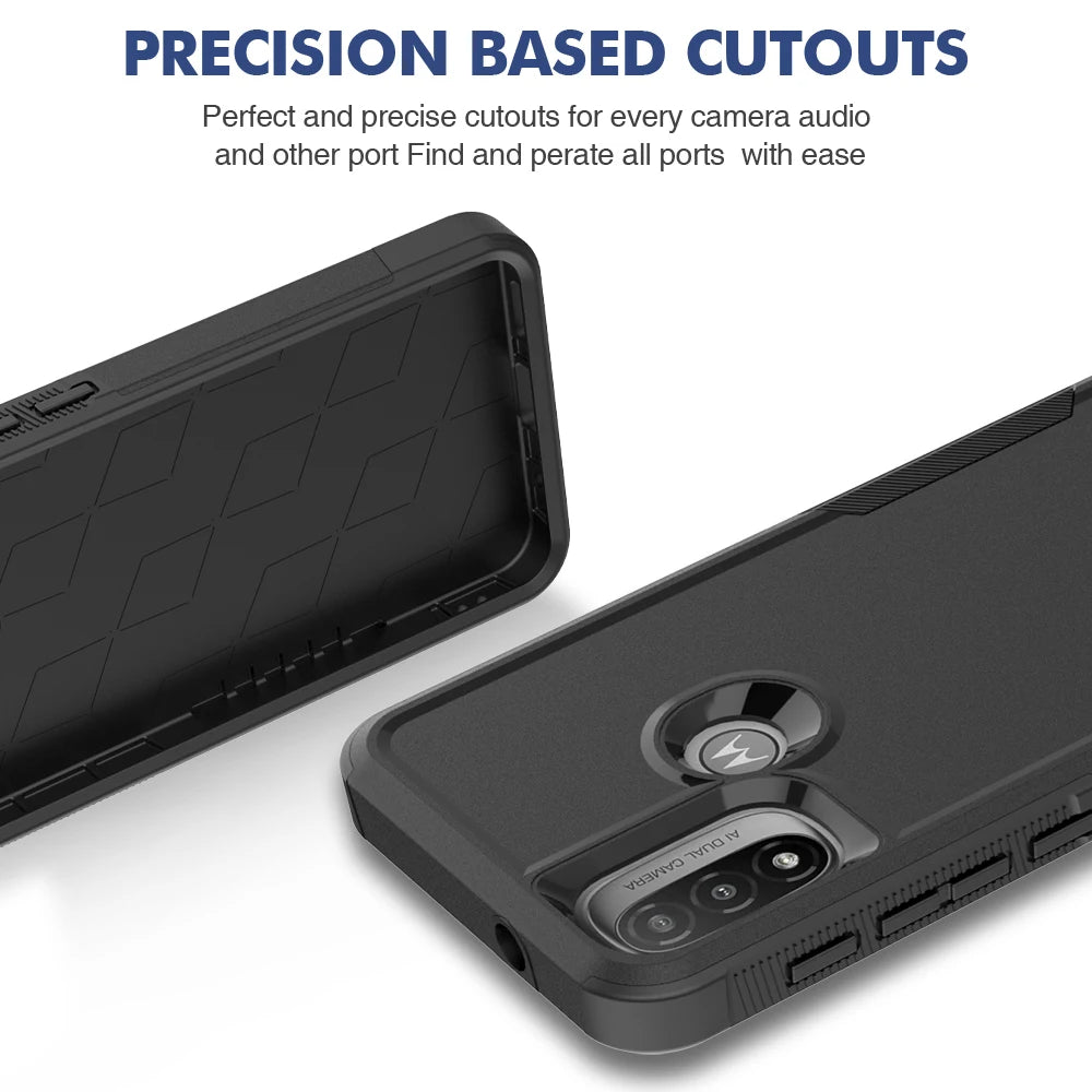 New TPU/PC Case for Motorola Moto E20 E30 E40 Military Shockproof Phone Cover Rugged Armor Shell 2IN1 Dual Layer Protection - Caseverse