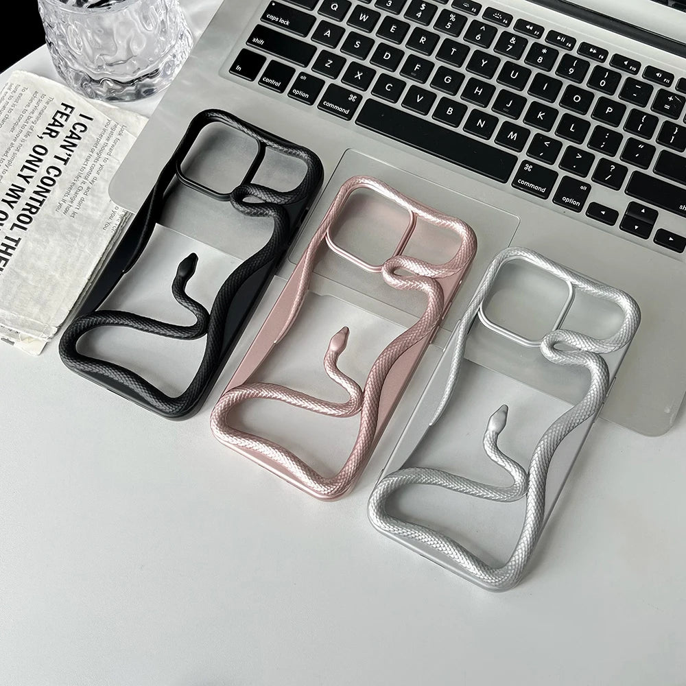 Cool 3D Snake Hollow Dissipate Heat Phone Case For iPhone 15 14 13 12 11 16 Pro Max Luxury Shockproof Soft Silicone Cover - Caseverse