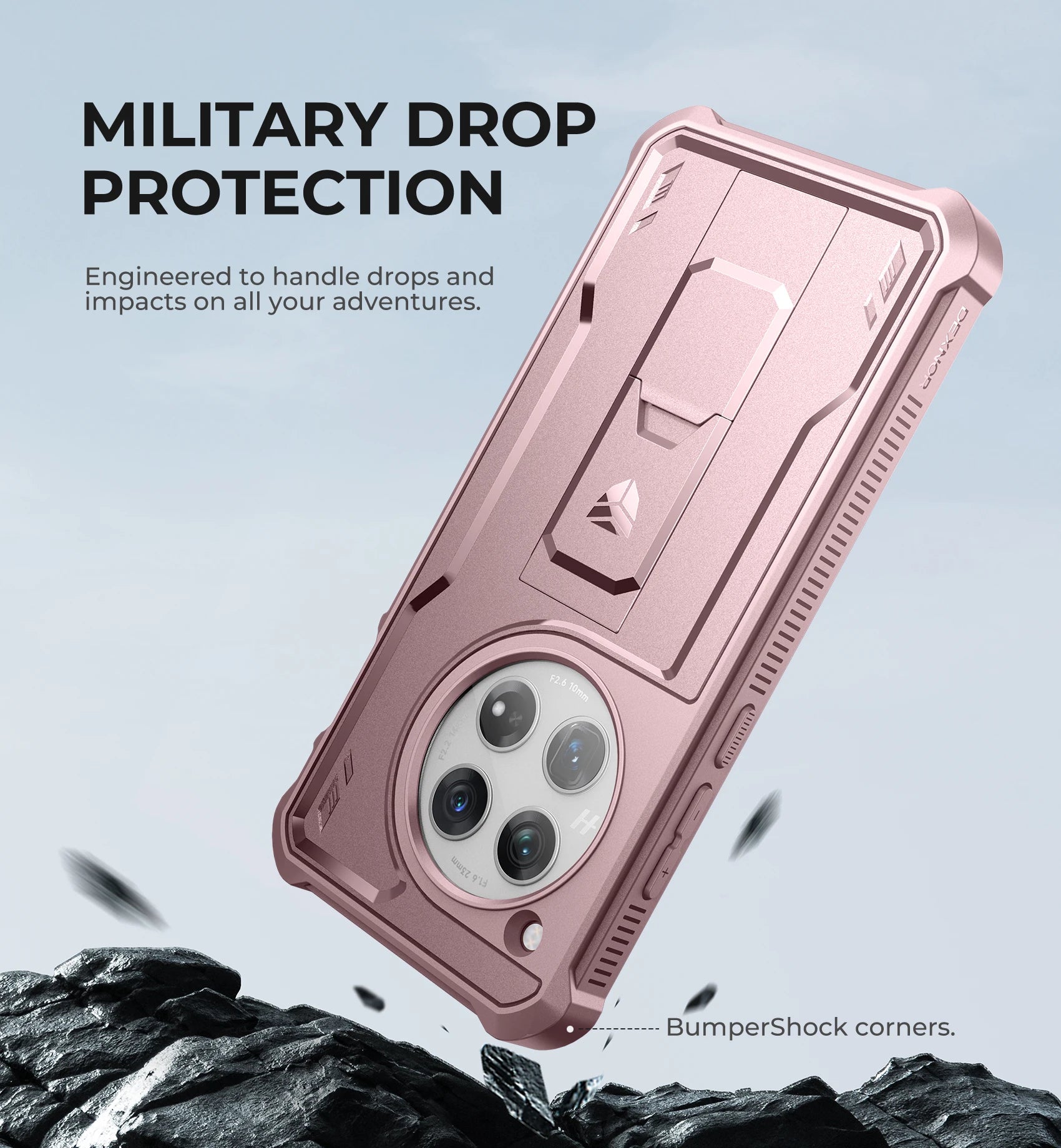 For OnePlus 12 5G (2024) Case Full Body Bumper Military Grade Armor Shockproof Shell Case Bracket with Built in Screen Protector - Caseverse