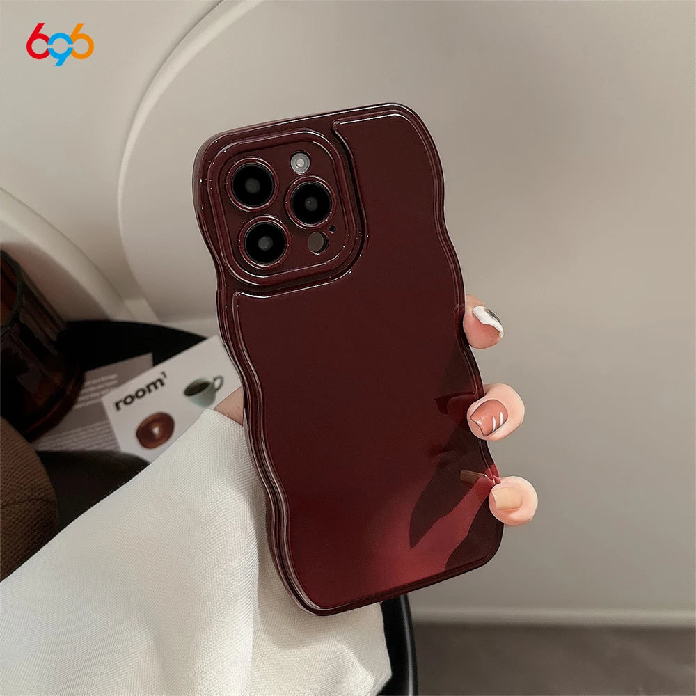 New Men Women Wave Phone Case For iPhone 12 13 14 15 16 Pro Max Shockproof Dissipate Heat Silicone Soft Cases Protective Shell - Caseverse