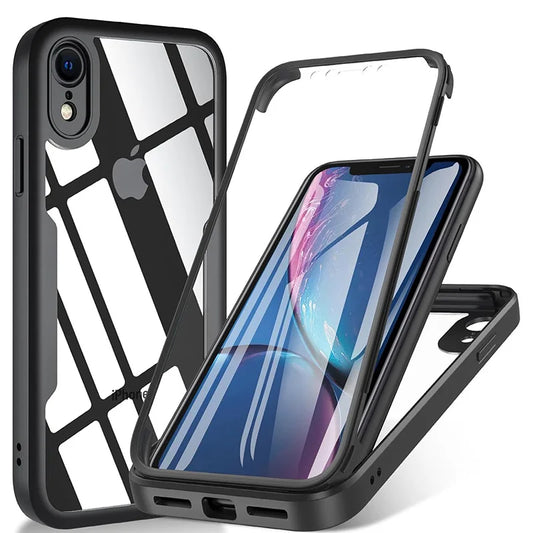 360 Degree Case For iPhone 15 14 13 12 11 Pro Max 14 Plus XS MAX XR Clear Cover Full Body Rugged Built-in Screen Protector Case - Caseverse