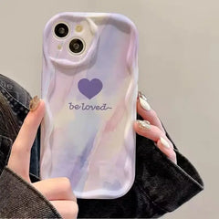 Gradient Love Heart Wavy Phone Case For IPhone 16 15 Pro Max 14 11 13 12 Mini XR 8 7 Plus X XS SE 2022 Clear Soft Silicone Cover