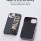Leather Phone Case Custom Name Wristband Metal Gold Letters Personalized Cover for iPhone16 15 14 13 12 11ProMax 15 16plus