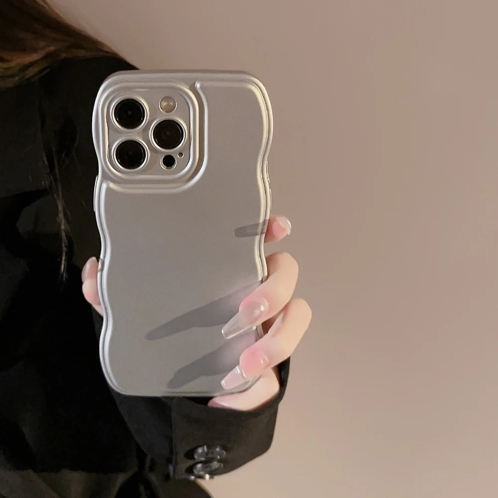 New Men Women Wave Phone Case For iPhone 12 13 14 15 16 Pro Max Shockproof Dissipate Heat Silicone Soft Cases Protective Shell - Caseverse
