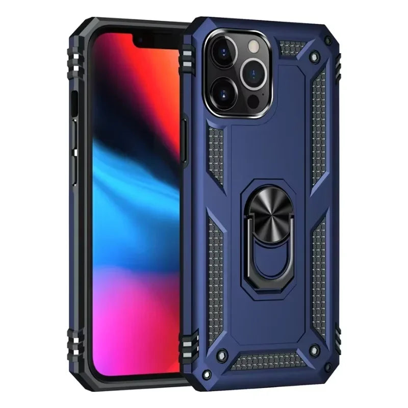 Armor Shockproof Case for iPhone 16 15 14 Plus 13 12 11 Pro Max Magentic Ring Finger Holder Military Grade Case for iPhone Cover - Caseverse