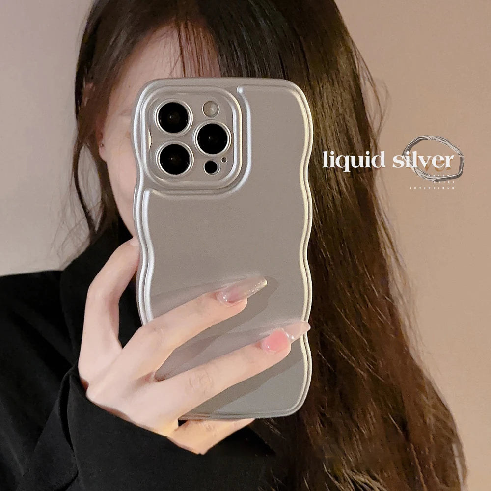 New Men Women Wave Phone Case For iPhone 12 13 14 15 16 Pro Max Shockproof Dissipate Heat Silicone Soft Cases Protective Shell - Caseverse