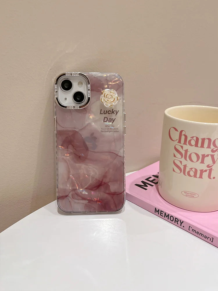 Fashion Glitter Laser Shiny Floral Marble Pattern Shell Case For iPhone 15 Pro Max 16 14 13 11 12 Shockproof Phone Cover Bumper - Caseverse